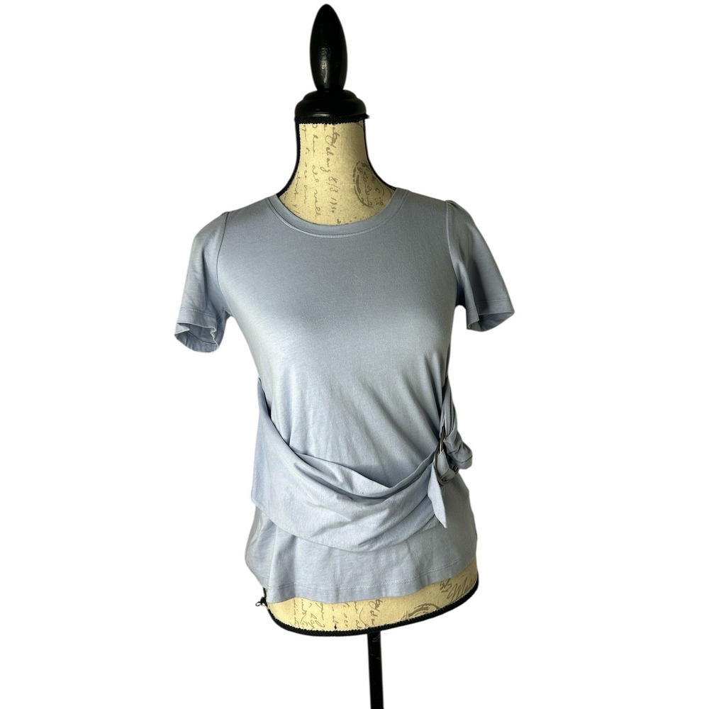 Anthropologie Maeve Dakota Light Blue Wrap Short Sleeve Top Size XS T-shirt